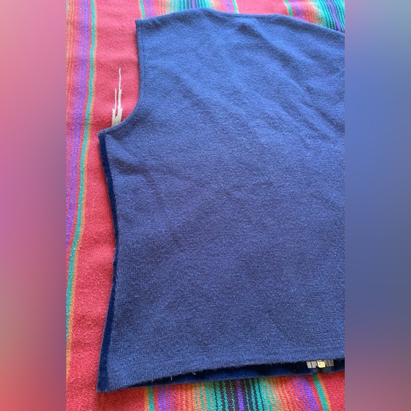 J. Crew Velvet Royal Blue Zip up Vest. Merino Wool Back. Like New. Size Large. - Picture 5 of 7